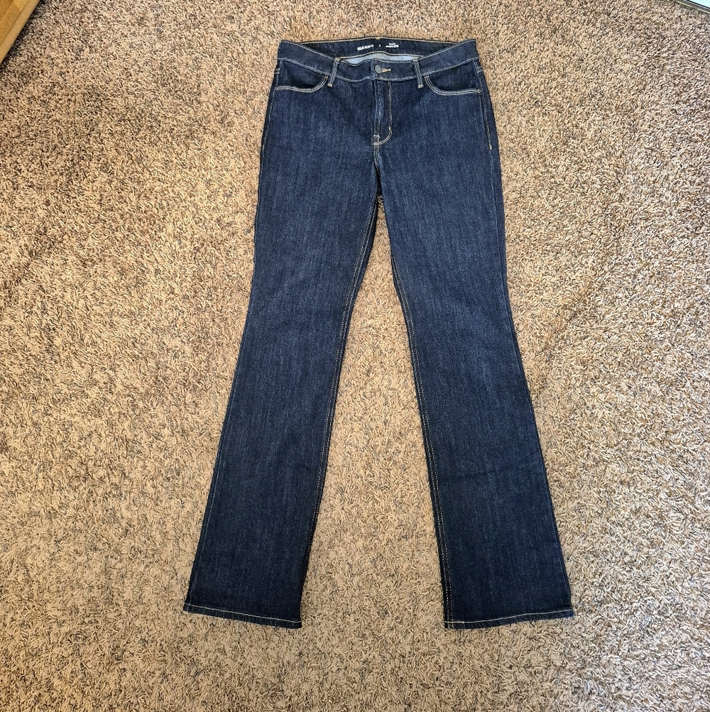 NEW Old Navy Dark Indigo Flare Jeans Mid-rise Boot-cut Blue Denim Size 6